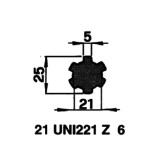 Drážkovaná tyč 21 UNI 221 Z6 - 3m